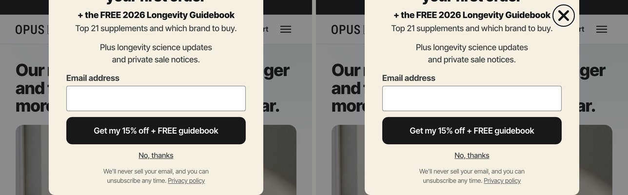 Left: before, the close button has focus but is above the screen. Right: with the fix, it stays at the top of the card.