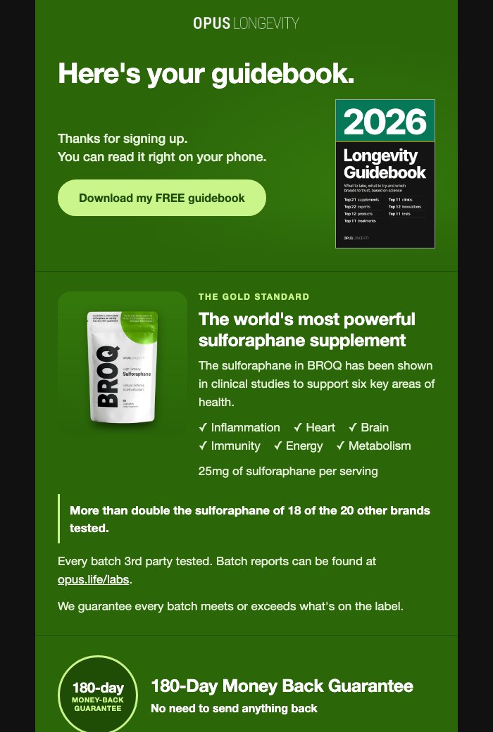 Ad page copy, desktop, dark mode. open the email