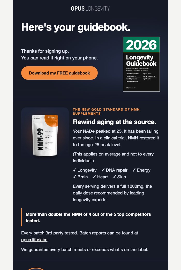 Ad page copy, desktop, light. open the email