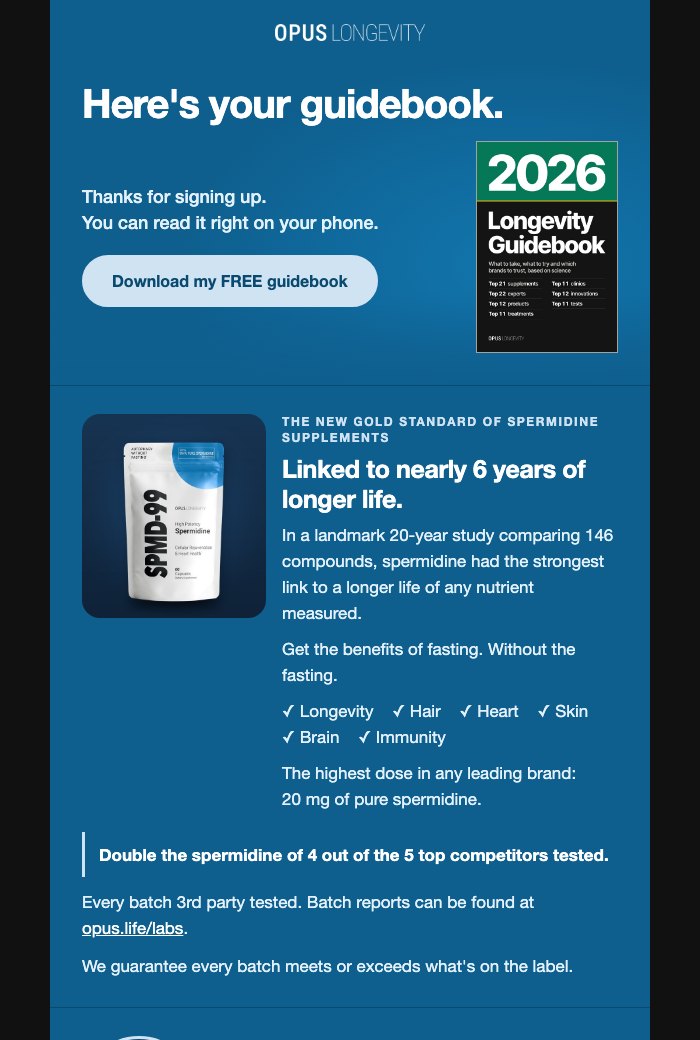 Ad page copy, desktop, dark mode. open the email