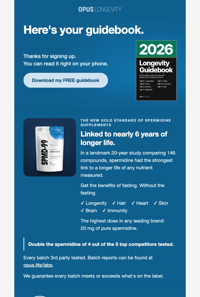 Ad page copy, desktop, light. open the email
