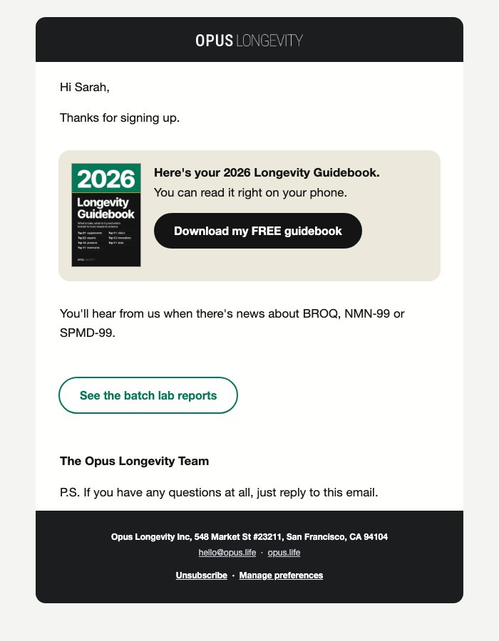 Ad page copy, desktop, light. open the email