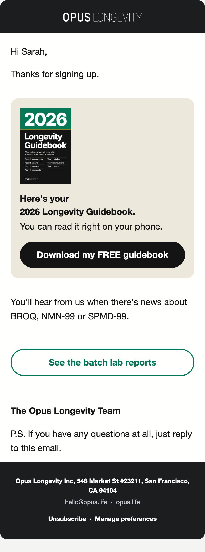 Ad page copy, phone, light. open the email